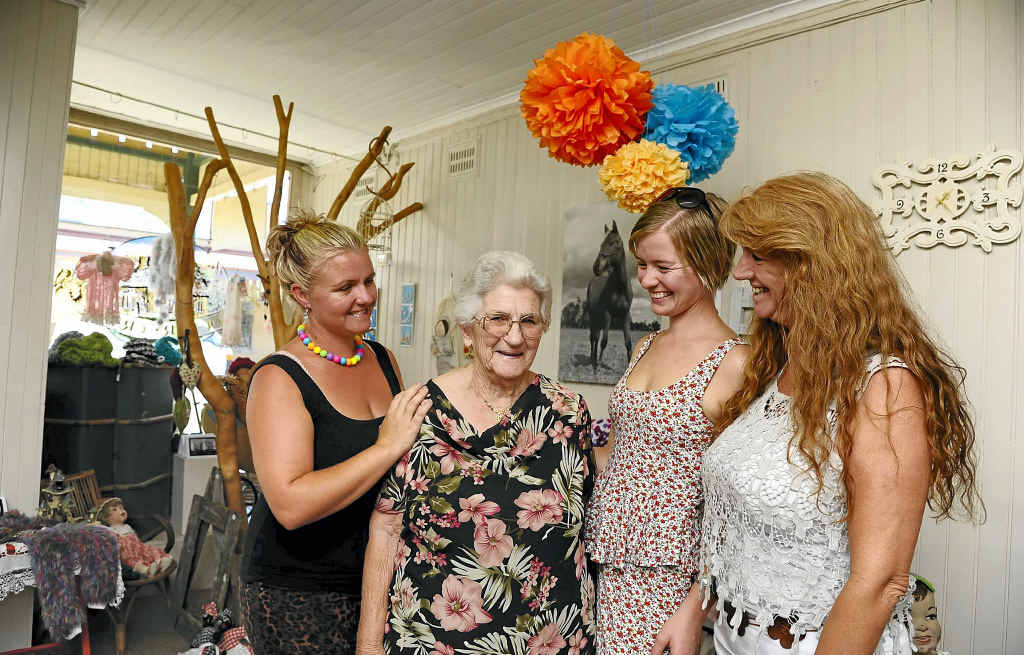 Elma with grand daughters Harmony, Krystal and Elma’s daughter Roslyn Gray in the Mary n Me unique handcrafts and gift ware shop in Ulmarra. Elma with grand daughters Harmony, Krystal and Elma’s daughter Roslyn Gray in the Mary n Me unique handcrafts and gift ware shop in Ulmarra.