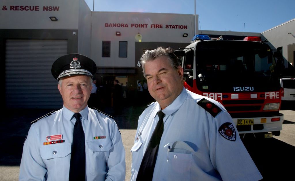 Commissioner Greg Mullins and Commander Darryl Pearce at the opening of the new-look Banora Point Fire Station. Commissioner Greg Mullins and Commander Darryl Pearce at the opening of the new-look Banora Point Fire Station.