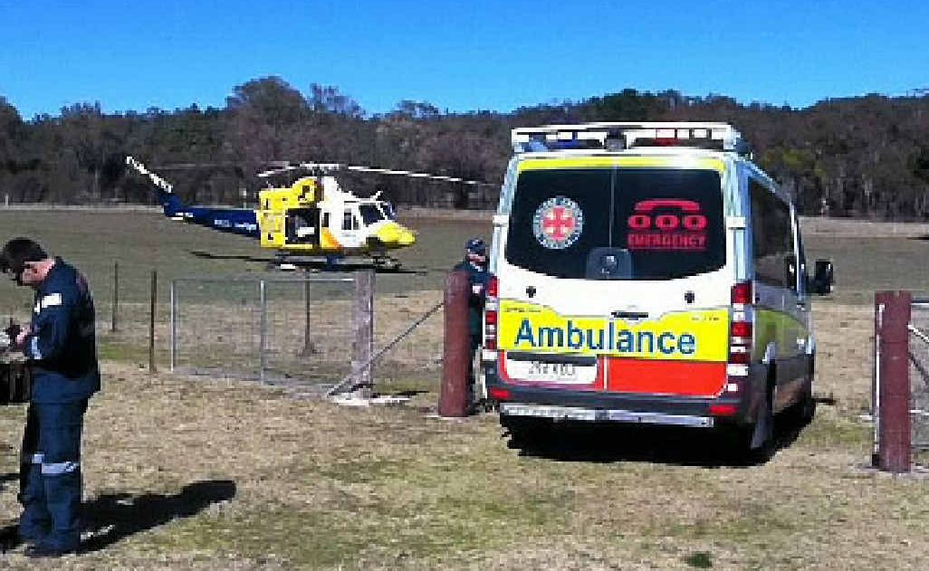 The man was airlifted after being trampled by a bull. The man was airlifted after being trampled by a bull.