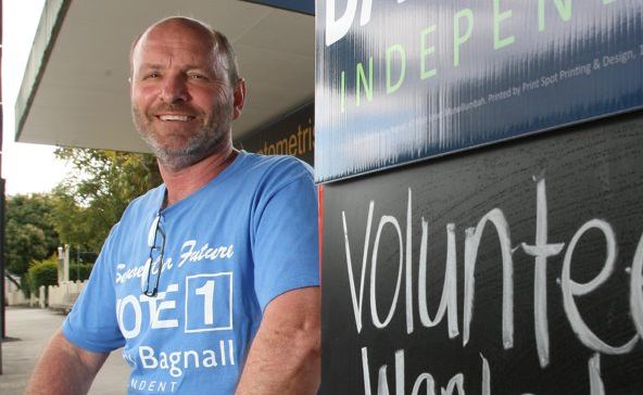 Gary Bagnall has moved his signs to remain within the law but he said that many candidates had signs on public land. Gary Bagnall has moved his signs to remain within the law but he said that many candidates had signs on public land.