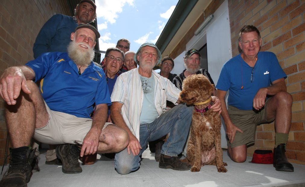 Murwillumbah Men's Shed members admire the new concrete slab they are working on. Murwillumbah Men's Shed members admire the new concrete slab they are working on.