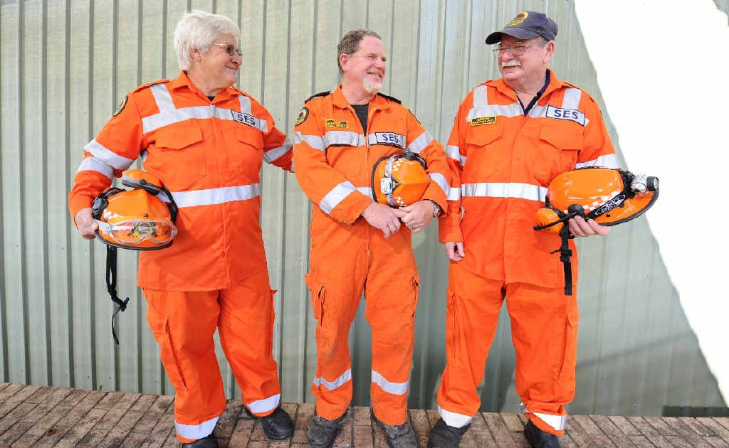 SES volunteers Denise Hurcum, Mark Sekulic and Graham Hottes at the State Emergency Service region headquarters in South Grafton. SES volunteers Denise Hurcum, Mark Sekulic and Graham Hottes at the State Emergency Service region headquarters in South Grafton.