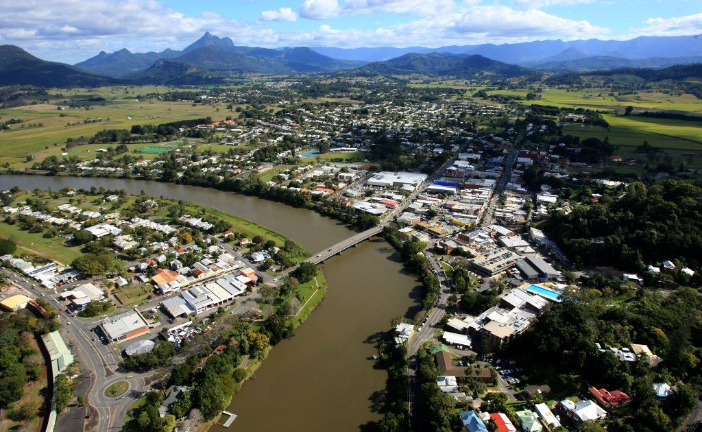 Aerial view of the 'heart' of Tweed Shire - Murwillumbah. Aerial view of the 'heart' of Tweed Shire - Murwillumbah.