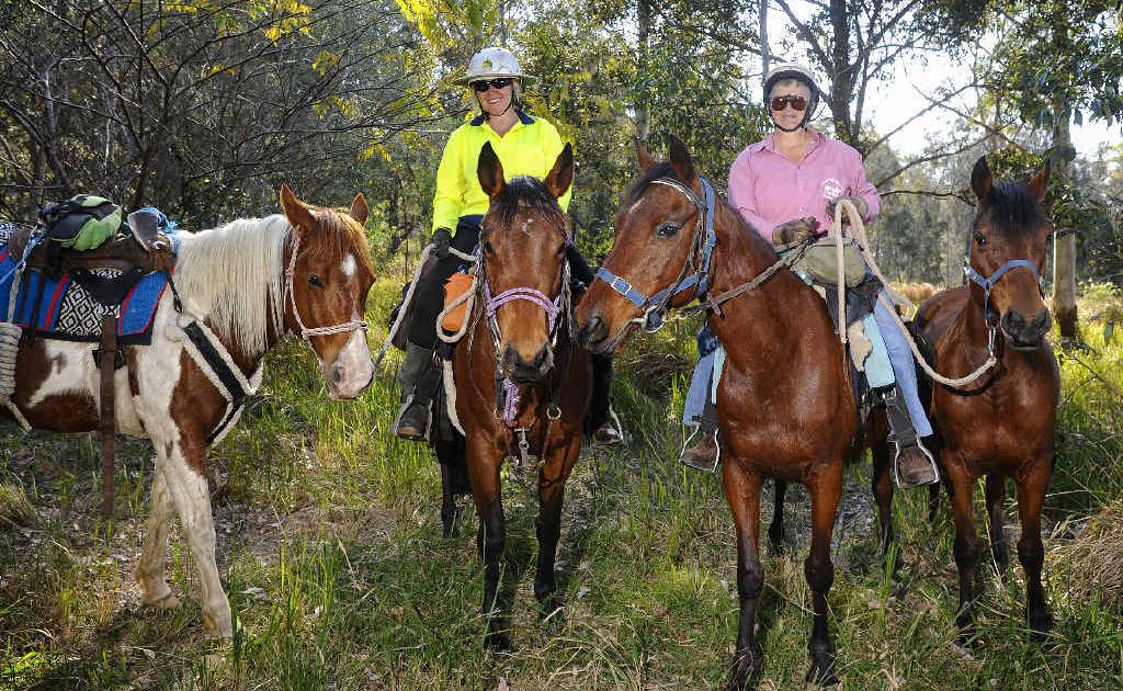 Travelling Grannies Colleen Hinds and Cherrie Davies on the trail yesterday. Travelling Grannies Colleen Hinds and Cherrie Davies on the trail yesterday.
