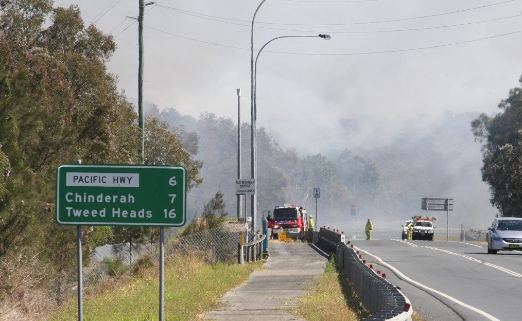 The bushfire on Tweed Coast Road at Cudgen. Photo: Blainey Woodham / Daily News The bushfire on Tweed Coast Road at Cudgen. Photo: Blainey Woodham / Daily News