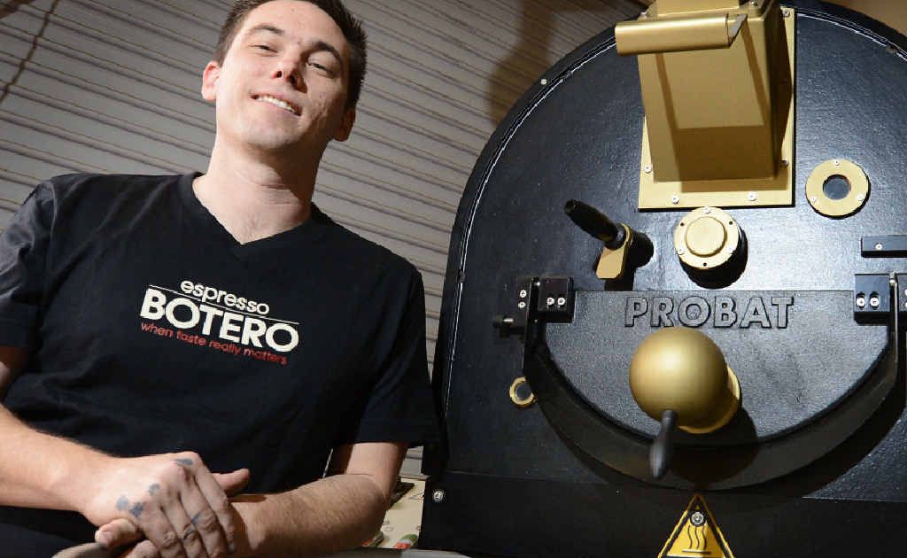 Espresso Botero head roaster Scott Arron with a roaster – ready for Gate to Plate. Espresso Botero head roaster Scott Arron with a roaster – ready for Gate to Plate.