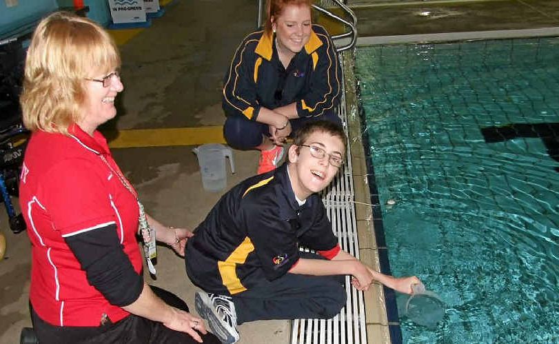Zak Sorenson doing a water test with WIRAC staff member Carla Frizzell as part of his duties during work experience at WIRAC. Zak Sorenson doing a water test with WIRAC staff member Carla Frizzell as part of his duties during work experience at WIRAC.