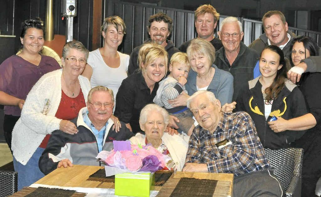 Elsie and Mick Heath celebrate with their family. Elsie and Mick Heath celebrate with their family.