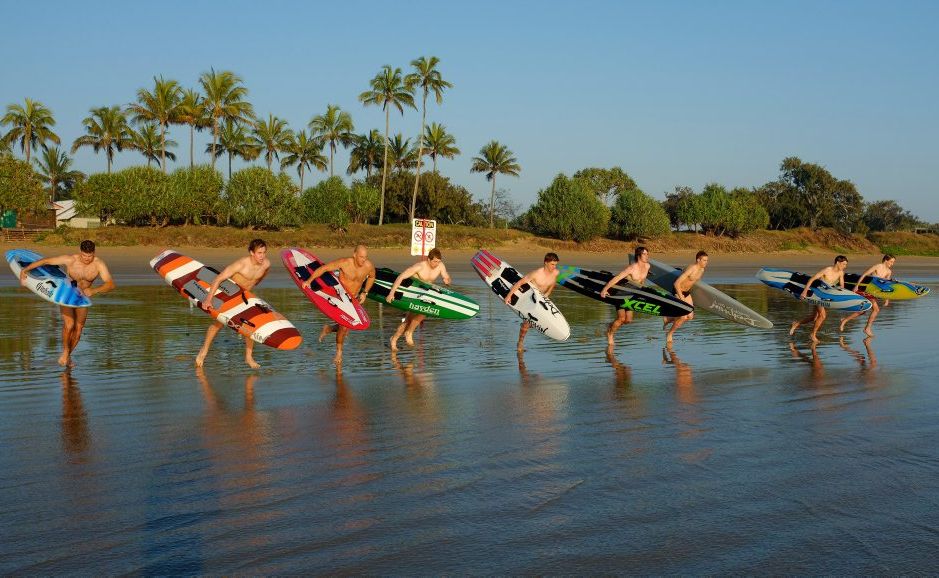 Surf lifesavers training at Nielson Park Beach Bargara. Surf lifesavers training at Nielson Park Beach Bargara.