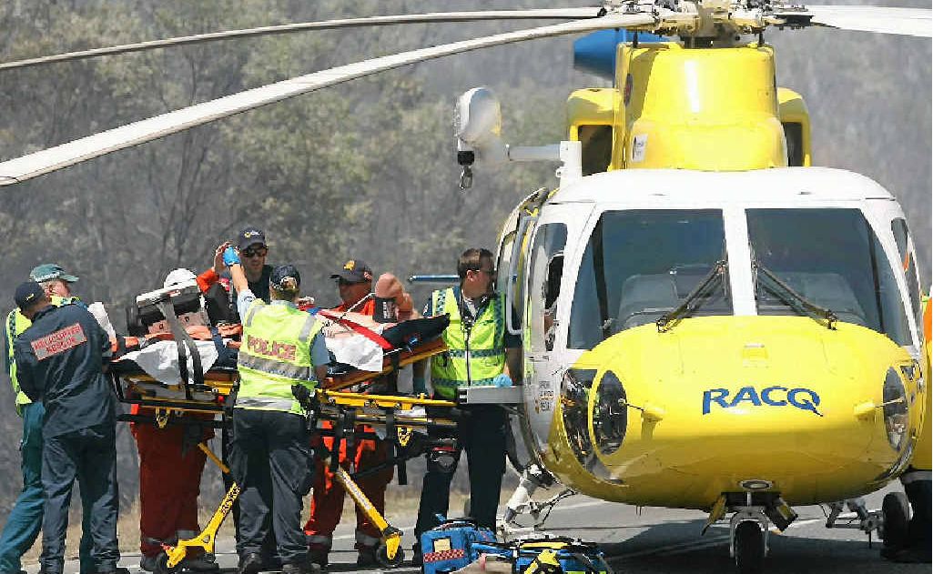 RACQ Capricorn Helicopter Rescue Service at another accident. RACQ Capricorn Helicopter Rescue Service at another accident.