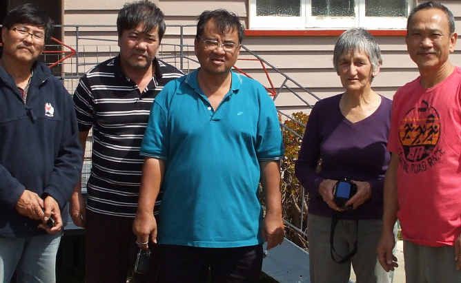 A Yangan resident could not believe it when these gentlemen came knocking on her door last Tuesday. From left, Stanley Yeong, Eric Ung, Marcus Tong, Pam Albury and Felix Ng. A Yangan resident could not believe it when these gentlemen came knocking on her door last Tuesday. From left, Stanley Yeong, Eric Ung, Marcus Tong, Pam Albury and Felix Ng.
