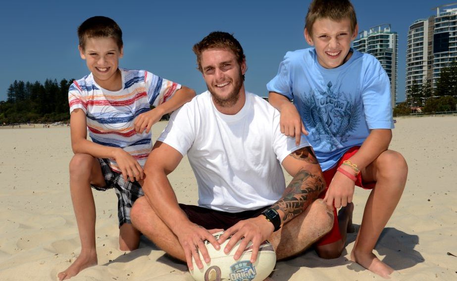 Nathan Roughead, pictured with Zhi Smilling and Dylan Brown, has organised the Roughy Beach Touch Footy Fundraiser. Nathan Roughead, pictured with Zhi Smilling and Dylan Brown, has organised the Roughy Beach Touch Footy Fundraiser.