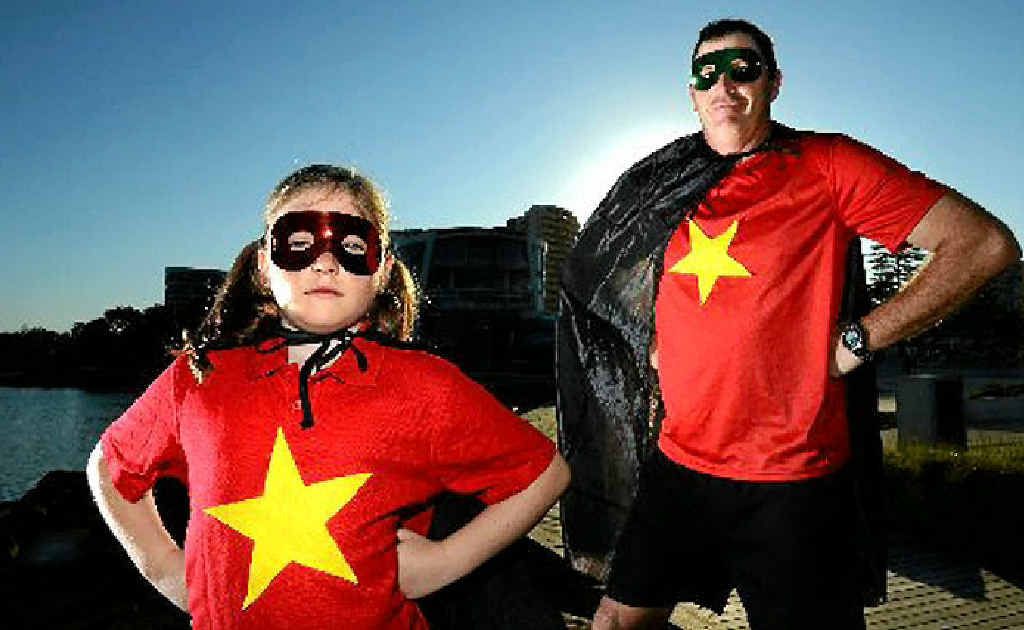 Grace and Dave Williams at Jack Evans Boat Harbour on Superhero day. Grace and Dave Williams at Jack Evans Boat Harbour on Superhero day.