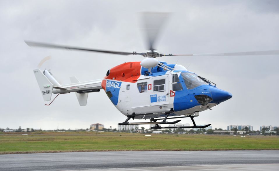 AGL Action Rescue Helicopter taking off from the Sunshine Coast Airport. AGL Action Rescue Helicopter taking off from the Sunshine Coast Airport.