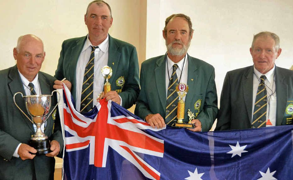 VICTORY: Captain Malcolm Taylor, Stefan Cross, Jim O’Connell and Geoff Gibson with the Wayleggo Cup after victory against New Zealand. VICTORY: Captain Malcolm Taylor, Stefan Cross, Jim O’Connell and Geoff Gibson with the Wayleggo Cup after victory against New Zealand.