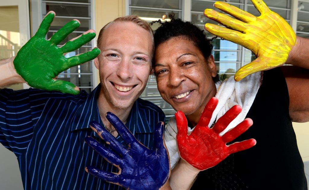Nathan Joyce and Venicia Soloman. Volunteers for mental health day. Photo: John Gass / Daily News Nathan Joyce and Venicia Soloman. Volunteers for mental health day. Photo: John Gass / Daily News