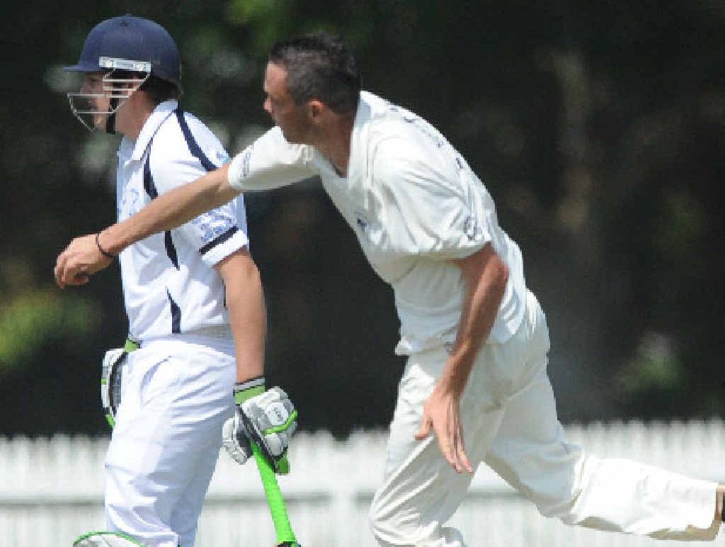 BOWLING ALONG: Sam Adams sends one down for Ballina Bears against Marist Brothers on the first day of their match at Fripp Oval, Ballina. BOWLING ALONG: Sam Adams sends one down for Ballina Bears against Marist Brothers on the first day of their match at Fripp Oval, Ballina.