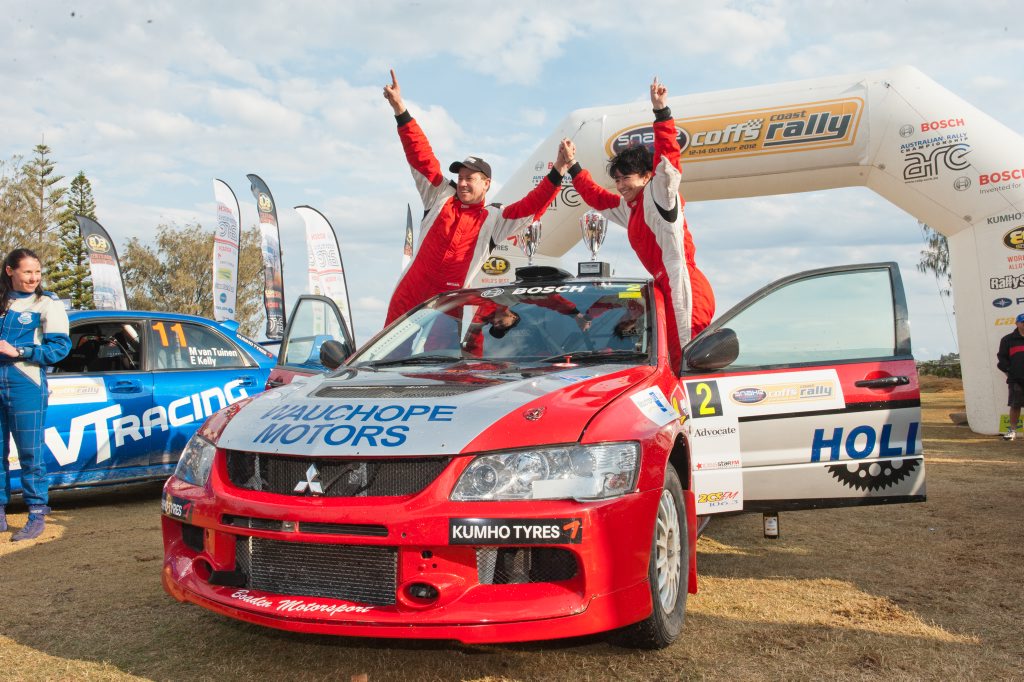 The Snake Racing Coffs Coast Rally: Michael Boaden and Helen Cheers celebrate winning the 4 wheel drive section of the Snake Racing Coffs Coast Rally and ARC Series. Photo: Rob Wright/The Coffs Coast Advocate. The Snake Racing Coffs Coast Rally: Michael Boaden and Helen Cheers celebrate winning the 4 wheel drive section of the Snake Racing Coffs Coast Rally and ARC Series. Photo: Rob Wright/The Coffs Coast Advocate.