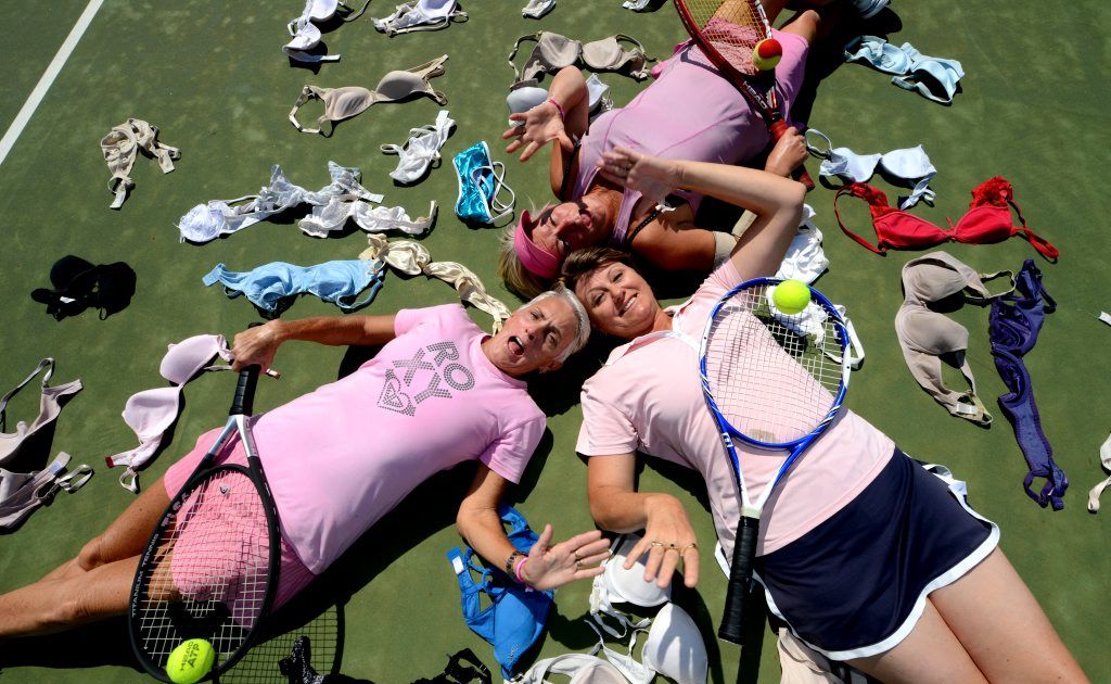 Darnel Bond, Ruth Coram and Jane Brown getting in the spirit of an upcoming pink tennis day. Darnel Bond, Ruth Coram and Jane Brown getting in the spirit of an upcoming pink tennis day.