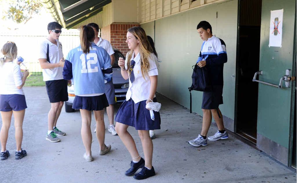 Bree Edwards leaves with a smile after sitting her first HSC exam yesterday. Photo: JoJo Newby Bree Edwards leaves with a smile after sitting her first HSC exam yesterday. Photo: JoJo Newby
