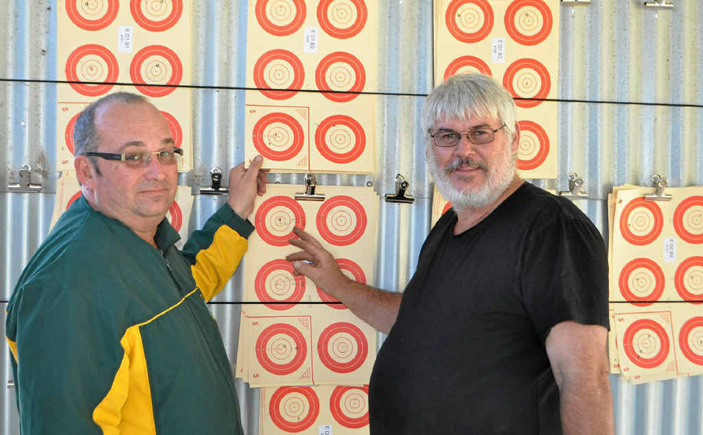 Placegetters Ken Wheeler and Phil Jones after the SSAA State Championships. Placegetters Ken Wheeler and Phil Jones after the SSAA State Championships.