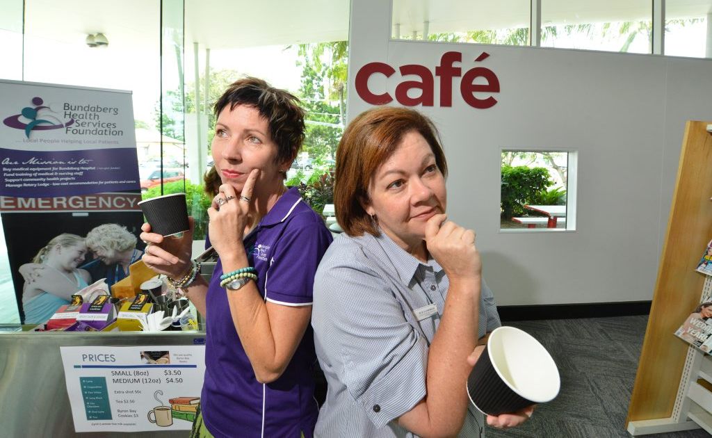 NEW NAME: Bundaberg Health Services Foundation manager Maria Burnet and Youth and communities librarian Sue Gammon ponder over a likely name for the coffee shop. NEW NAME: Bundaberg Health Services Foundation manager Maria Burnet and Youth and communities librarian Sue Gammon ponder over a likely name for the coffee shop.