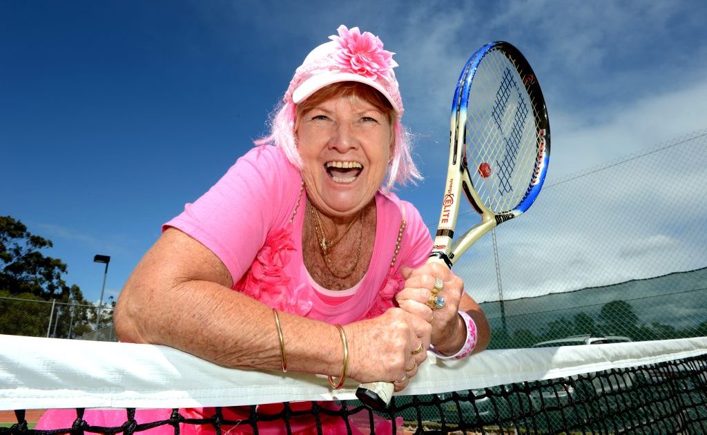 Jan Naday at Tweed Heads tennis club for pink for breast cancer awareness. Photo: John Gass / Daily News Jan Naday at Tweed Heads tennis club for pink for breast cancer awareness. Photo: John Gass / Daily News