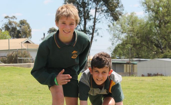 ON YOUR MARKS: St Joseph's College students Liam Hitchener and Asbjorn Gaskell competed for the Darling Downs at the Queensland Regional Athletics Titles in Cairns. Photo Daniel Elliott / Stanthorpe Border Post ON YOUR MARKS: St Joseph's College students Liam Hitchener and Asbjorn Gaskell competed for the Darling Downs at the Queensland Regional Athletics Titles in Cairns. Photo Daniel Elliott / Stanthorpe Border Post