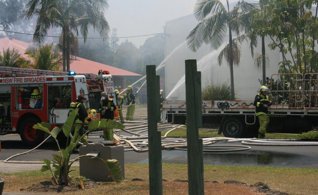Firefighters battle a blaze at Byron Bay's arts and industry estate. Oct 26, 2012 Firefighters battle a blaze at Byron Bay's arts and industry estate. Oct 26, 2012