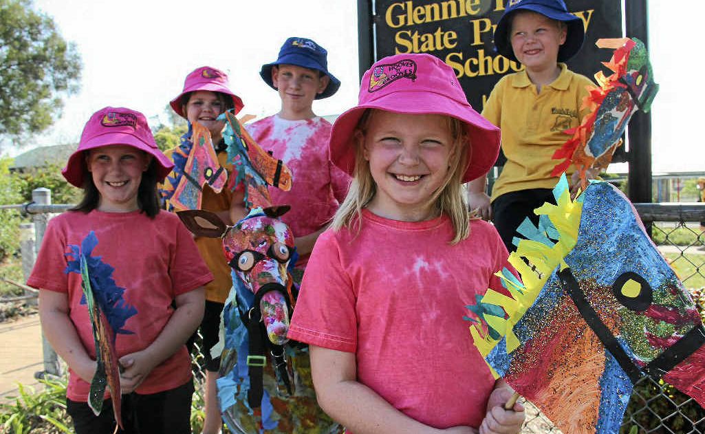 Glennie Heights students can not wait to show off their creations at today's street parade. (Front - from left) Tahleah Ford, Hannah Ford, (back) Kasey Grimshaw, Callum Ford and Rylee Hill. Glennie Heights students can not wait to show off their creations at today's street parade. (Front - from left) Tahleah Ford, Hannah Ford, (back) Kasey Grimshaw, Callum Ford and Rylee Hill.