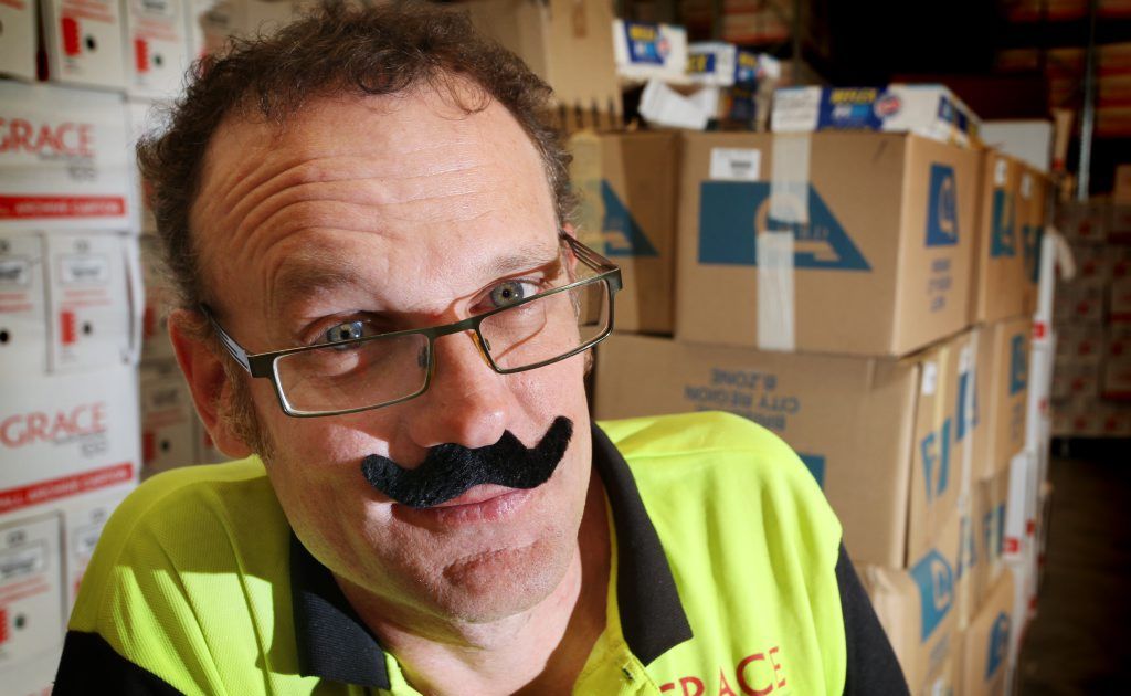 John Egan from Grace Records donning his mo' for a good cause. Photo: Inga Williams / The Satellite John Egan from Grace Records donning his mo' for a good cause. Photo: Inga Williams / The Satellite