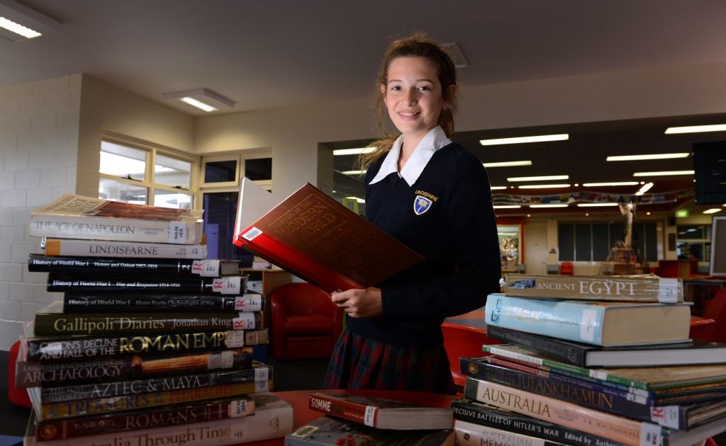 Lindisfarne student Eden Tokatly has won a medal for her speech on history. Lindisfarne student Eden Tokatly has won a medal for her speech on history.