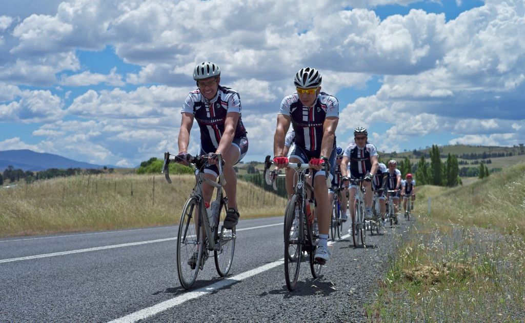 Steve Quinn and the Paceline team on their ride from Canberra to Melbourne last year. Photo: Contributed Steve Quinn and the Paceline team on their ride from Canberra to Melbourne last year. Photo: Contributed