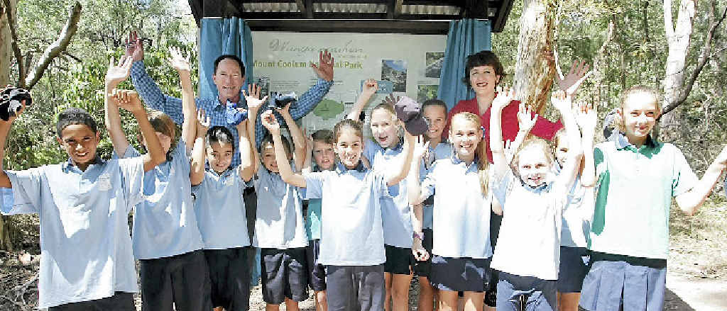 SEAL OF APPROVAL: National Parks Minister Steve Dickson and Maroochydore MP Fiona Simpson celebrate the reopening of the Mt Coolum walking track with local schoolchildren. SEAL OF APPROVAL: National Parks Minister Steve Dickson and Maroochydore MP Fiona Simpson celebrate the reopening of the Mt Coolum walking track with local schoolchildren.