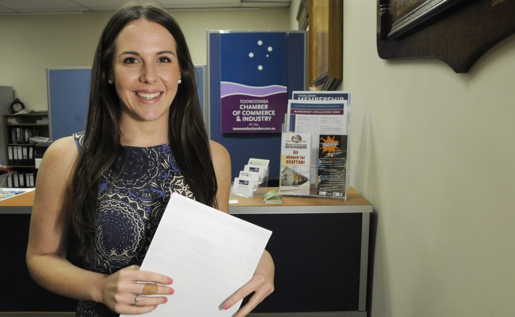 Toowoomba Chamber of Commerce employee Kristina Blue. Toowoomba Chamber of Commerce employee Kristina Blue.