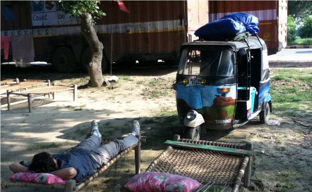 RICKSHAW ROVING: Kira Hartland takes a well-earned break during her trek through Northern India on a motorised rickshaw. Photo contributed. RICKSHAW ROVING: Kira Hartland takes a well-earned break during her trek through Northern India on a motorised rickshaw. Photo contributed.