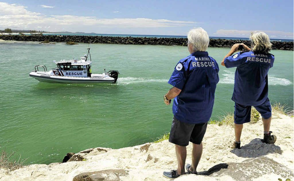 WELCOME: The new Brunswick Marine Rescue boat was greeted by local volunteers as it came over the bar at Brunswick Heads WELCOME: The new Brunswick Marine Rescue boat was greeted by local volunteers as it came over the bar at Brunswick Heads