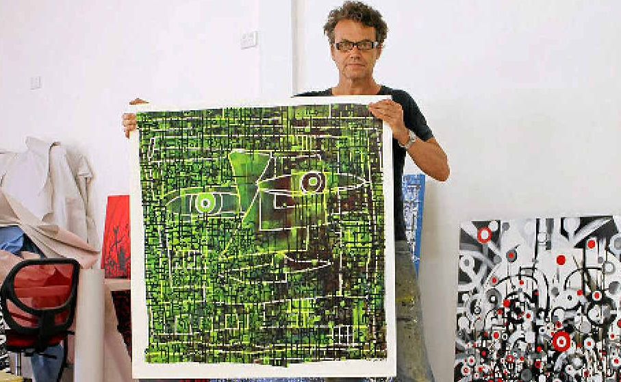 COLOURFUL CHARACTER: Jay Manby with Command Z, one of the works in Unwild, opening this Thursday night. COLOURFUL CHARACTER: Jay Manby with Command Z, one of the works in Unwild, opening this Thursday night.