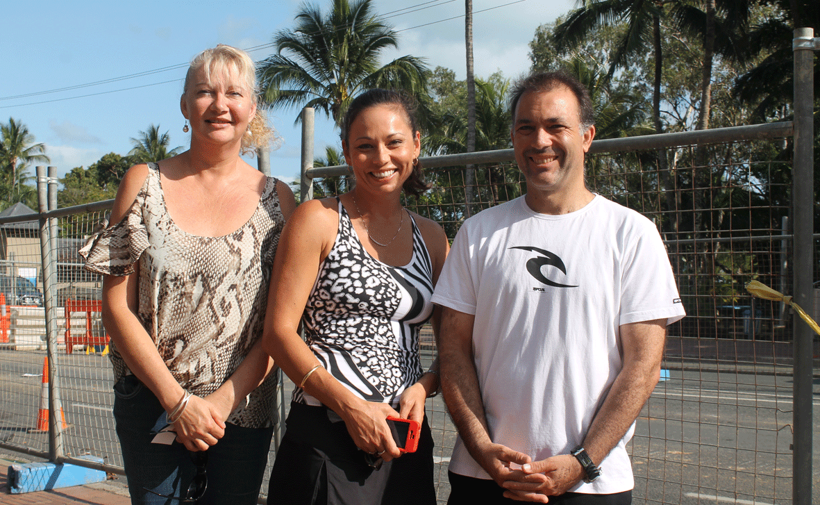 COMMUNICATION IS KEY: Mandy Gilsenan (the Beach Shak), Heidi Ward (Sushi and Catering Whitsunday) and Allan Molostic (Chemcoast Pharmacy) have been chosen by fellow main street business owners to liaise with the council during the main street upgrades.
COMMUNICATION IS KEY: Mandy Gilsenan (the Beach Shak), Heidi Ward (Sushi and Catering Whitsunday) and Allan Molostic (Chemcoast Pharmacy) have been chosen by fellow main street business owners to liaise with the council during the main street upgrades.