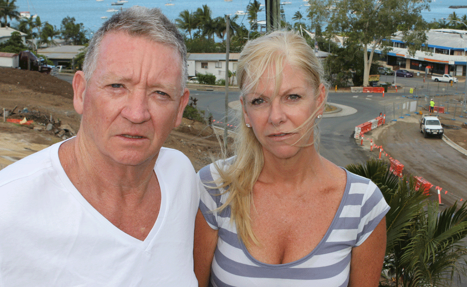 DONE AND DUSTED: Chris and Cherie O'Reilly have been living on top of the Airlie main street reconstruction works for the past nine months and say they have reached a point where "enough is enough" when it comes to dirt, dust and a lack of acknowledgment from Council.
DONE AND DUSTED: Chris and Cherie O'Reilly have been living on top of the Airlie main street reconstruction works for the past nine months and say they have reached a point where "enough is enough" when it comes to dirt, dust and a lack of acknowledgment from Council.