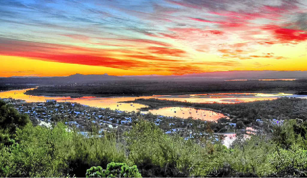 WORTH FIGHTING FOR: Sunset from Noosa Lookout. WORTH FIGHTING FOR: Sunset from Noosa Lookout.