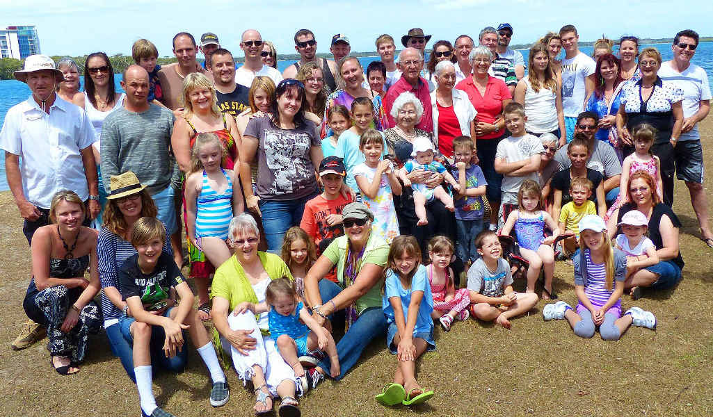 QUITE A CROWD: Jonker family reunion at Paradise Point and, inset, this photo was taken shortly after arriving in Australia from Holland in 1958. QUITE A CROWD: Jonker family reunion at Paradise Point and, inset, this photo was taken shortly after arriving in Australia from Holland in 1958.