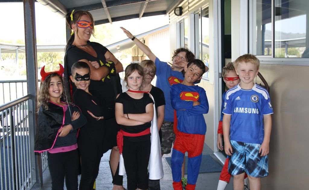 Students and teachers became super heroes at Bogangar Primary School to raise funds for The Family Centre this week. Contributed. Students and teachers became super heroes at Bogangar Primary School to raise funds for The Family Centre this week. Contributed.