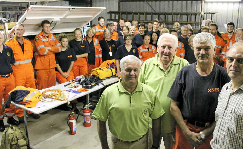DONATION: Ballina SES local unit controller Gerry Burnage (second from right) and volunteers, accept a cheque from Ballina-on-Richmond Rotarians (from left) Col Lee, Milton Colburt and Trevor Emery. DONATION: Ballina SES local unit controller Gerry Burnage (second from right) and volunteers, accept a cheque from Ballina-on-Richmond Rotarians (from left) Col Lee, Milton Colburt and Trevor Emery.