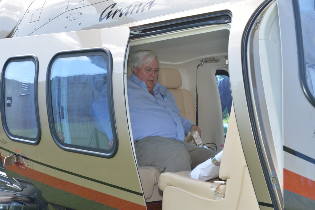 Clive Palmer in his helicopter after a Business Leaders Breakfast at the Palmer Coolum Resort. Clive Palmer in his helicopter after a Business Leaders Breakfast at the Palmer Coolum Resort.