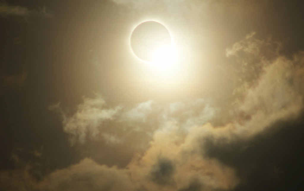 SKY SHOW: Ipswich astronomer Brendan Downs’ photo of the total eclipse taken from Clifton Beach, north of Cairns, just after the clouds parted. SKY SHOW: Ipswich astronomer Brendan Downs’ photo of the total eclipse taken from Clifton Beach, north of Cairns, just after the clouds parted.