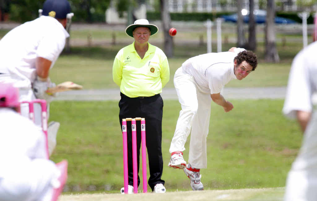 COMING YOUR WAY: Centrals bowler Nick Vellacott in Ipswich grade cricket action. COMING YOUR WAY: Centrals bowler Nick Vellacott in Ipswich grade cricket action.