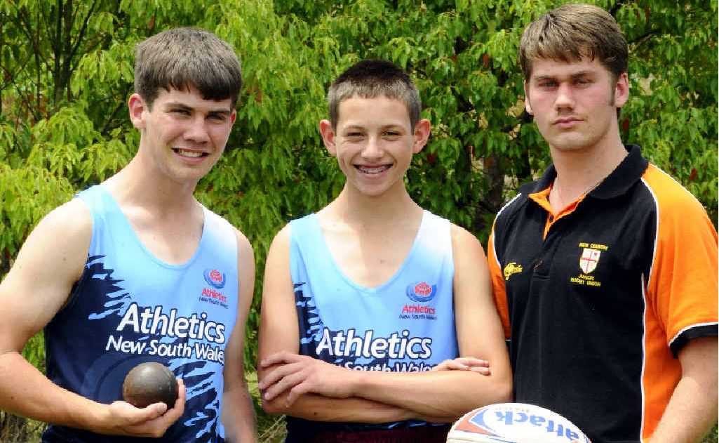 McAuley Catholic College students James Bertalli, Mitchell Christiansen and Matthew Bertalli have been recognised for their sporting achievements. Photo: JoJo Newby McAuley Catholic College students James Bertalli, Mitchell Christiansen and Matthew Bertalli have been recognised for their sporting achievements. Photo: JoJo Newby