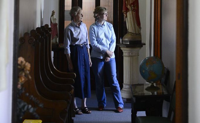 Sisters of Mercy archivist Sr Judith Weiley with conservator Catheron Ackeroyd on a tour of the archives and rooms at the Sister of Mercy convent in Grafton - which a government grant will help preserve the artifacts in. Photo: Adam Hourigan / The Daily Examiner Sisters of Mercy archivist Sr Judith Weiley with conservator Catheron Ackeroyd on a tour of the archives and rooms at the Sister of Mercy convent in Grafton - which a government grant will help preserve the artifacts in. Photo: Adam Hourigan / The Daily Examiner
