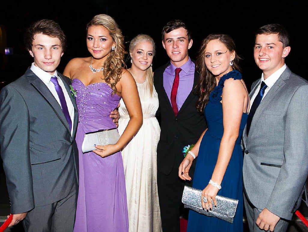 GOING GLAM: Brent Dornbusch, Bianca White, Kelsey MacDougall, Gary Thompson, Kellie Brown and Dylan Rouse at the Ipswich State High School formal. GOING GLAM: Brent Dornbusch, Bianca White, Kelsey MacDougall, Gary Thompson, Kellie Brown and Dylan Rouse at the Ipswich State High School formal.